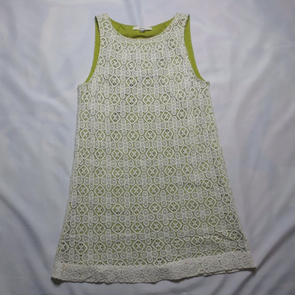 FOSSIL womens DRESS cream GREEN boho MINI sleeveless SIZE 8